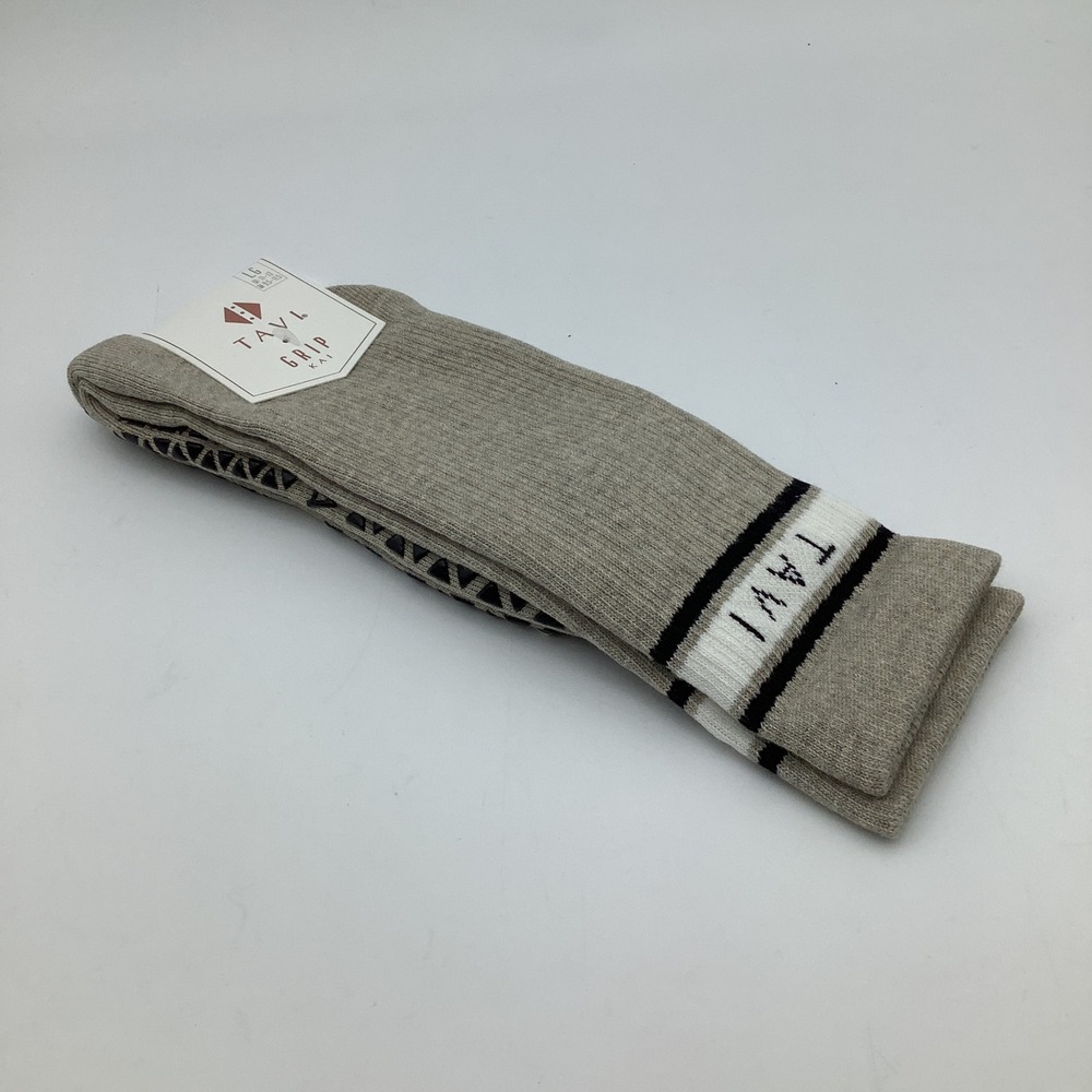 Tavi Grip Kai Socks Shitake Heather Organic Cotton Crew Size Large New